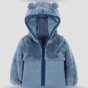 Carters 18 Mo Fuzzy Shearling Teddy Bear Ear Hooded Baby Boy Puffer Jacket
